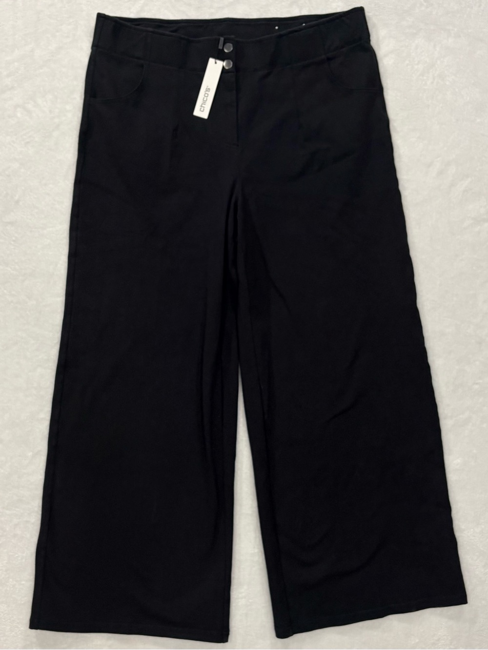 NWT ($99) Chico’s Hollywood Waist Casual Wide Leg Black Pants Size 3R (US 16/XL)